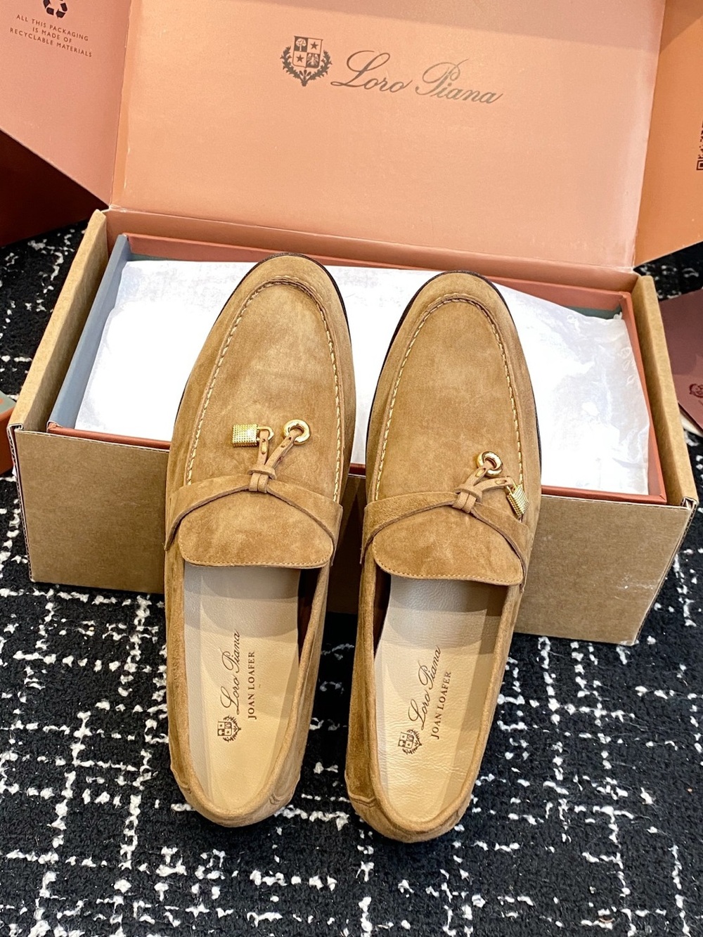 Loro Piana Tan Suede Tassel Driving Loafers